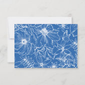 Simple Elegant Royal Blue Floral QR Code Wedding RSVP Kaartje (Achterkant)