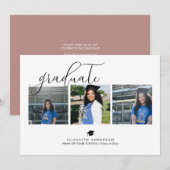 Simple Elegant Rustic Pink Afstuderen Foto Kaart (Voorkant / Achterkant)