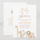 Simple Elegant Safari Baby shower Invitation Kaart (Voorkant / Achterkant)