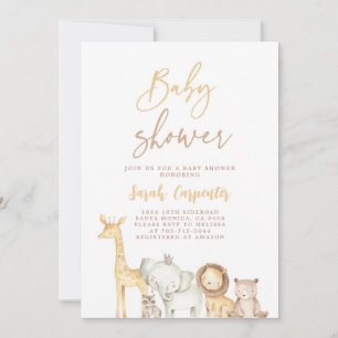 Simple Elegant Safari Baby shower Invitation Kaart