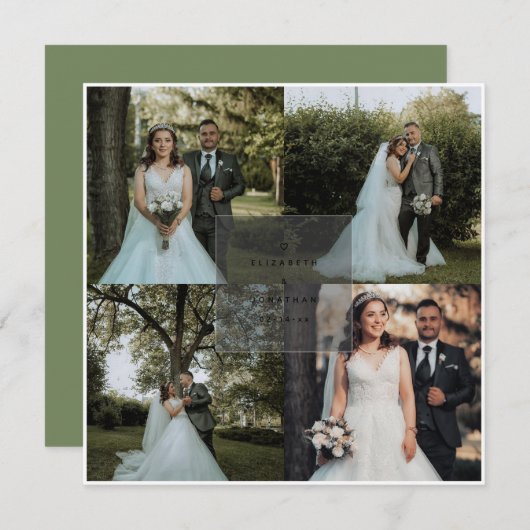 Simple Elegant Sage Green Ampersand Photo Wedding Save The Date (Voorkant / Achterkant)