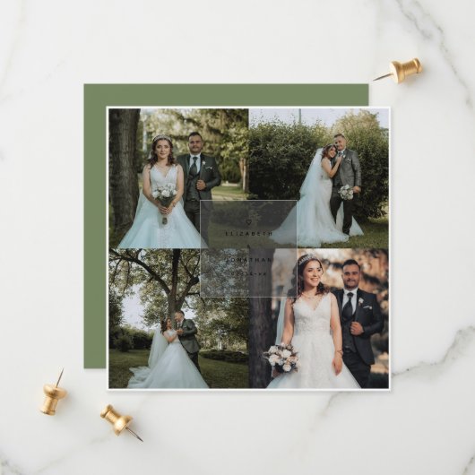 Simple Elegant Sage Green Ampersand Photo Wedding Save The Date (Voorkant / Achterkant in situ)