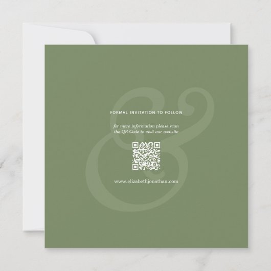 Simple Elegant Sage Green Ampersand Photo Wedding Save The Date (Achterkant)