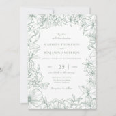 Simple Elegant Sage Green Floral Garden Wedding Kaart (Voorkant)
