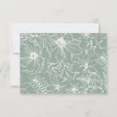 Simple Elegant Sage Green Floral QR Code Wedding RSVP Kaartje (Achterkant)