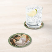 Simple Elegant Sage Green Greenery Wedding Foto Ronde Kartonnen Onderzetter (Insitu)