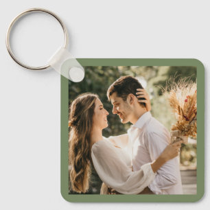 Simple Elegant Sage Green Photo Wedding Favor Sleutelhanger