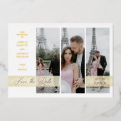 Simple Elegant Script 3 Photos Couple in Love Folie Uitnodiging (Voorkant)