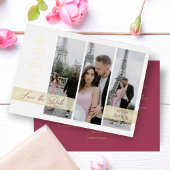 Simple Elegant Script 3 Photos Couple in Love Folie Uitnodiging