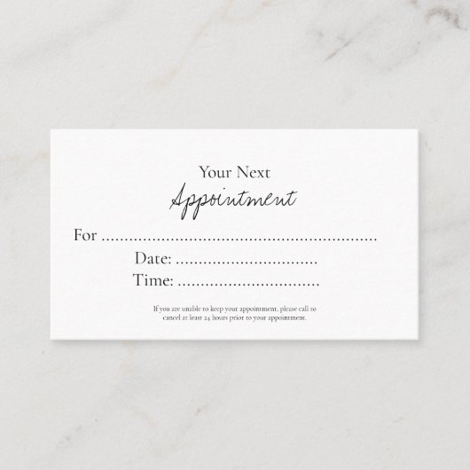 Simple Elegant Script Appointment Card Afsprakenkaartje (Voorkant)