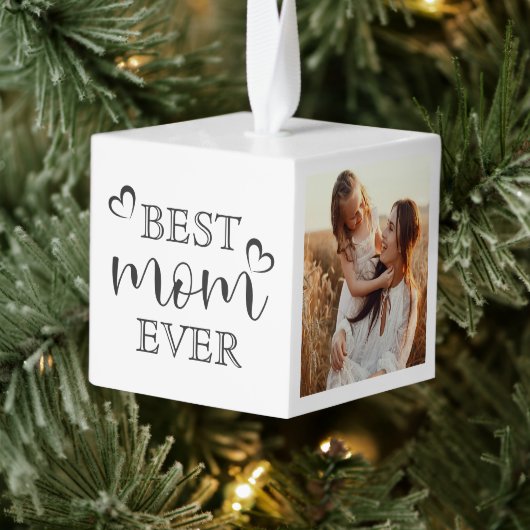 Simple Elegant Script Best Mom Ever Custom Photo Decoratie (Boom)