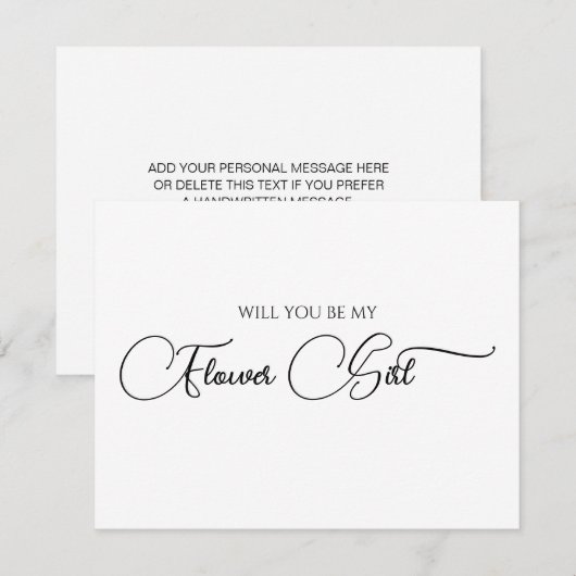 Simple Elegant Script Bloemenmeisje proposal Kaart Notitiekaartje (Voorkant / Achterkant)