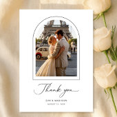 Simple Elegant Script Destination Wedding Photo Bedankkaart