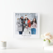 Simple Elegant Script Family Photo Vierkante Klok (Huis)