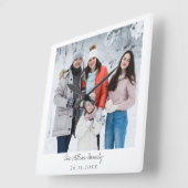 Simple Elegant Script Family Photo Vierkante Klok (Hoek)