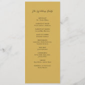 Simple Elegant Script Gold Wedding Ceremony Programmakaart (Achterkant)