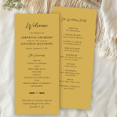 Simple Elegant Script Gold Wedding Ceremony Programmakaart