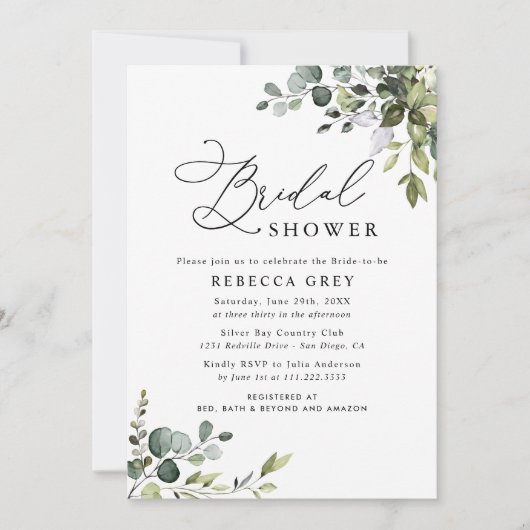 Simple Elegant Script Greenery Vrijgezellenfeest Kaart (Voorkant)