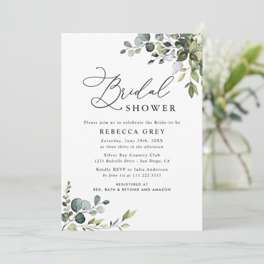Simple Elegant Script Greenery Vrijgezellenfeest Kaart (Staand voorkant)
