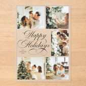 Simple Elegant Script Photo Collage Christmas Card Acryl Uitnodigingen (Voorkant)