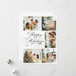 Simple Elegant Script Photo Collage Christmas Feestdagenkaart