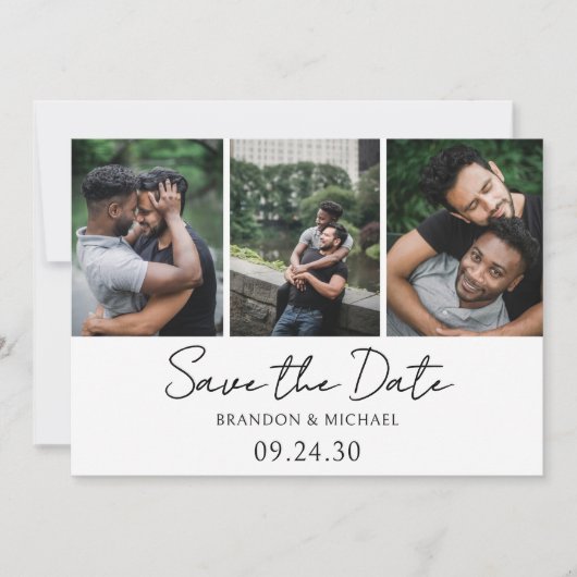 Simple Elegant Script Photo LGBTQ Save The Date (Voorkant)