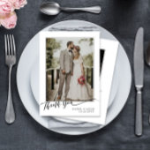 Simple Elegant Script Photo Wedding Bedankkaart