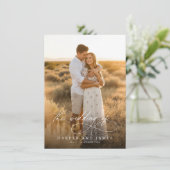 Simple Elegant Script QR Code Photo Budget Wedding Kaart (Staand voorkant)