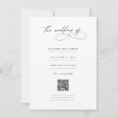 Simple Elegant Script QR Code Photo Budget Wedding Kaart (Achterkant)