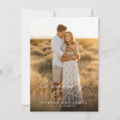 Simple Elegant Script QR Code Photo Budget Wedding Kaart (Voorkant)