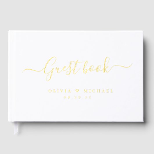 Simple elegant script wedding guest book gastenboek (Voorkant)