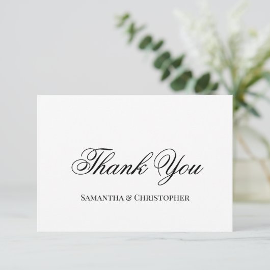 Simple Elegant Script Weduwfoto Bedankkaart (Staand voorkant)