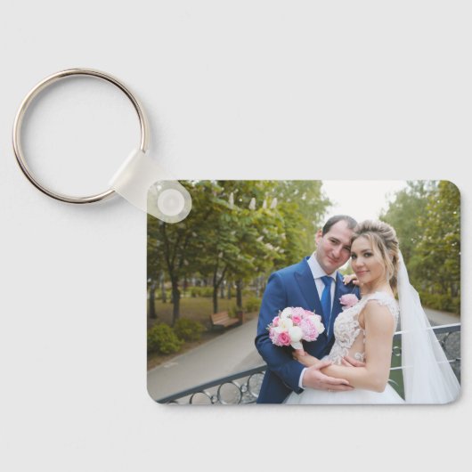 Simple Elegant Script Weduwfoto Sleutelhanger (Achterkant)