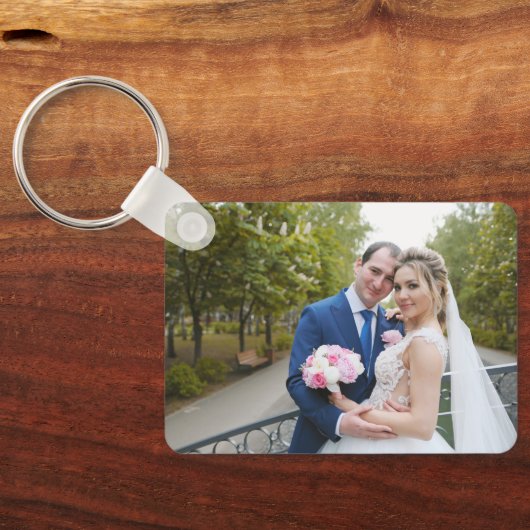 Simple Elegant Script Weduwfoto Sleutelhanger (Achterkant)