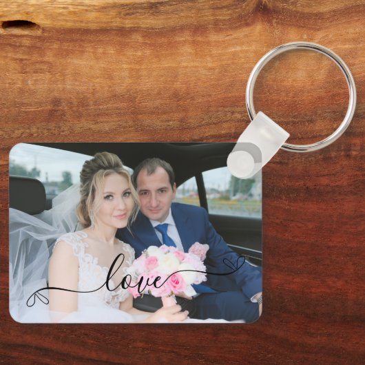 Simple Elegant Script Weduwfoto Sleutelhanger (Voorkant)