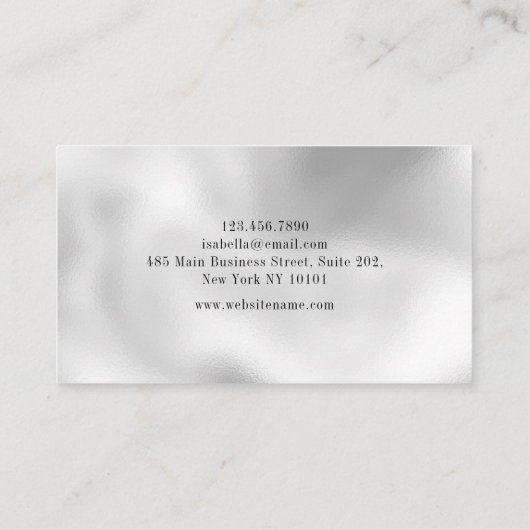 Simple Elegant Silver Pearl  Visitekaartje (Achterkant)