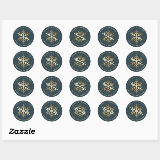 Simple Elegant Snowflake Family Christmas Ronde Sticker (Vel)