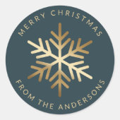 Simple Elegant Snowflake Family Christmas Ronde Sticker (Voorkant)