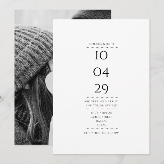 Simple Elegant Special Date Photo Wedding Kaart (Voorkant / Achterkant)