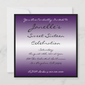 SImple Elegant Sweet 16 Invite (Paars) Kaart (Achterkant)