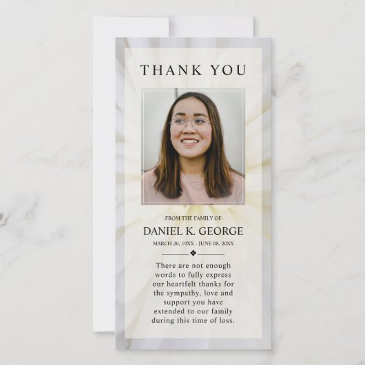 Simple Elegant Sympathy Memorial Funeral Foto Bedankkaart (Voorkant)