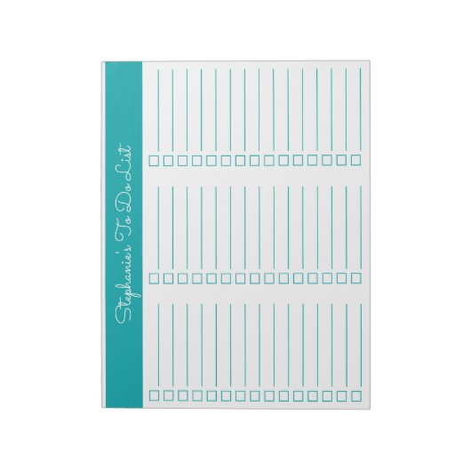 Simple Elegant Teal 8.5x11 Three Column Checklist Notitieblok (Linkerzijde)