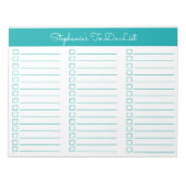 Simple Elegant Teal 8.5x11 Three Column Checklist Notitieblok (Voorkant)