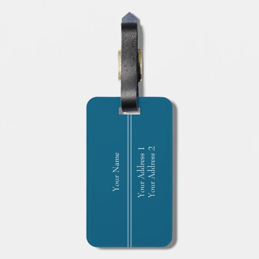 Simple Elegant Teal Blue Monogram Name Bagagelabel (Achterkant verticaal)