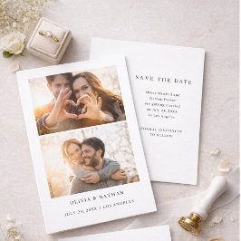 Simple Elegant Text and 2 Photos | Wedding Kaart