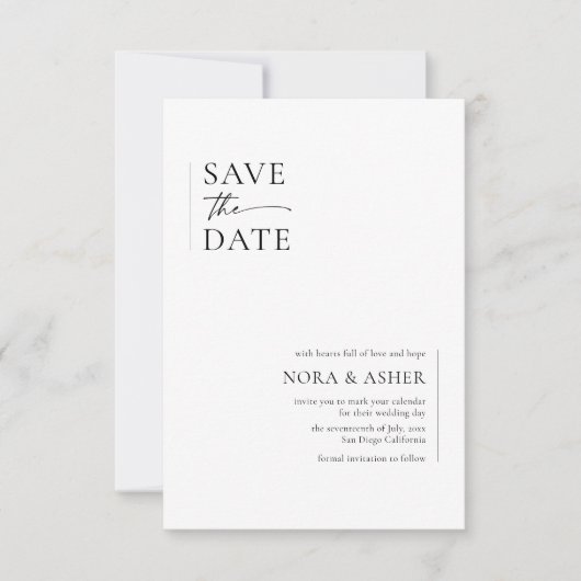 Simple Elegant Text and Photo | Monogram Wedding Save The Date (Voorkant)