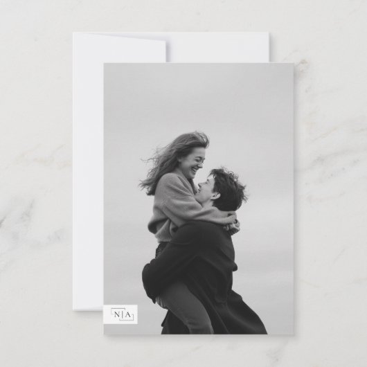 Simple Elegant Text and Photo | Monogram Wedding Save The Date (Achterkant)
