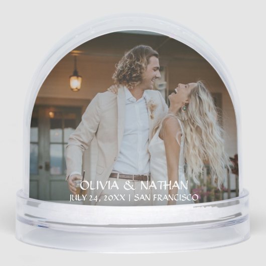 Simple Elegant Text and Photo | Wedding  Sneeuwbol (Voorkant)