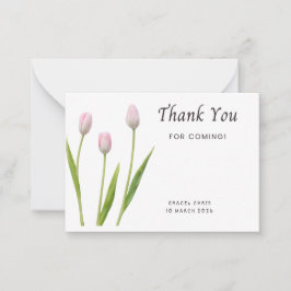 Simple & Elegant Thank You Card | Pink Flower | Pr Notitiekaartje
