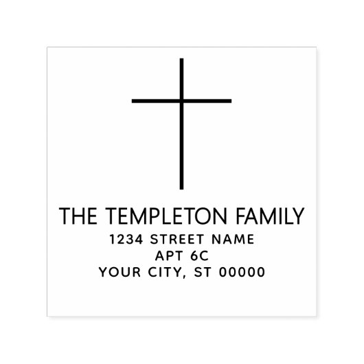 Simple Elegant Thin Cross Name Return Address Zelfinktende Stempel (Design)